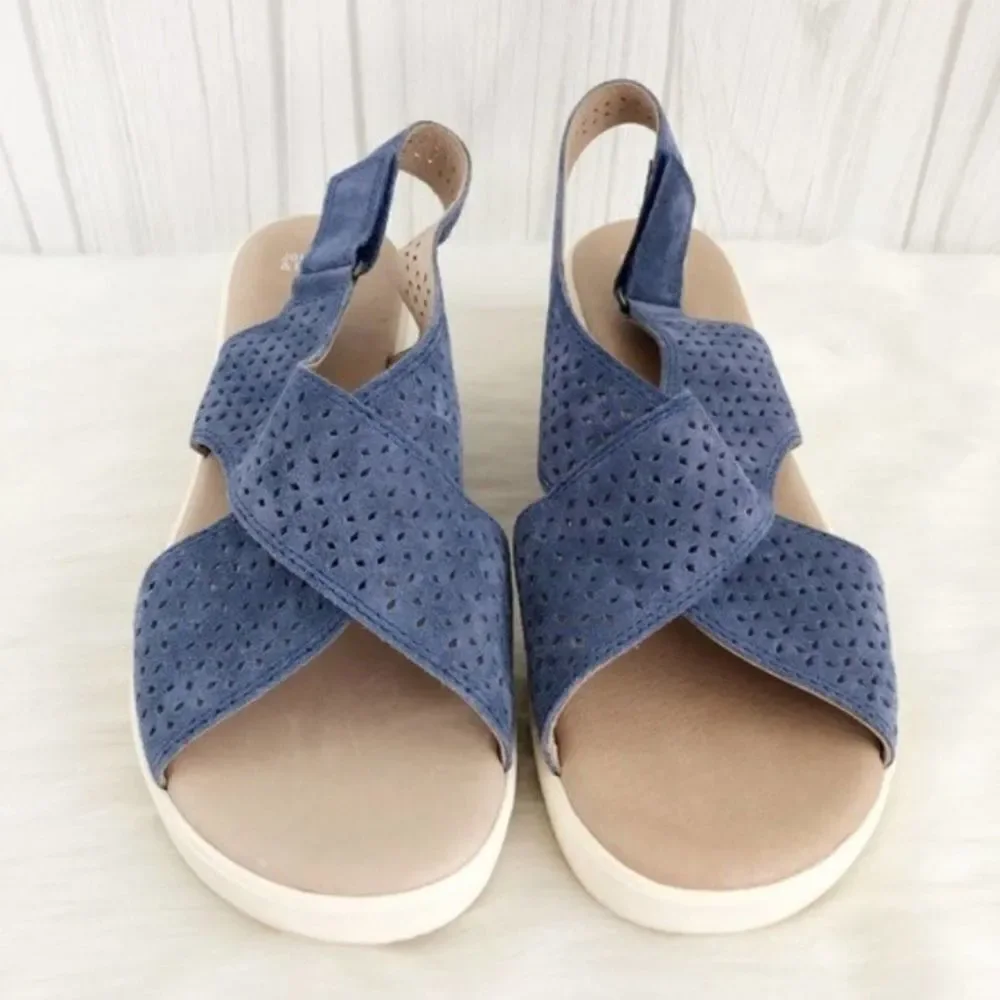 JOHNSTON & MURPHY Blue Suede Sling Back Sandals - Picture 5 of 8